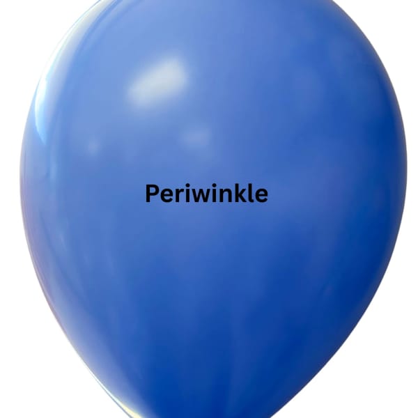Blue balloon labeled Periwinkle on a white background