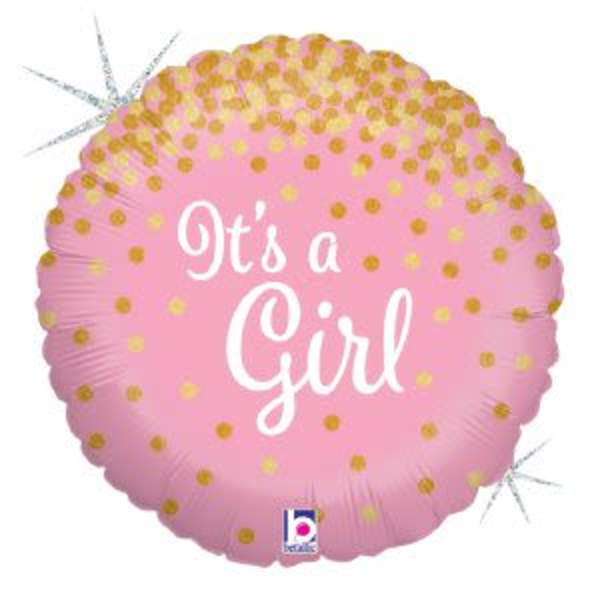 18" Glittering It's A Girl Holographic Foil Balloon
