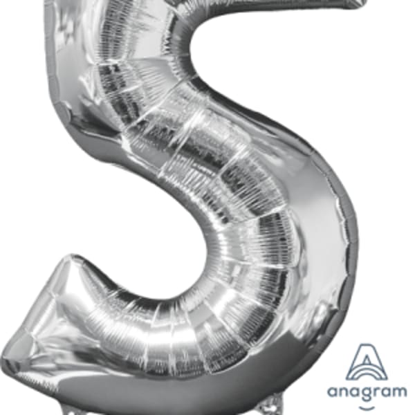 26" x 18" Silver Number 5 Mid-Size Foil Balloon