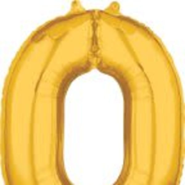 26" x 20" Gold Number 0 Mid-Size Foil Balloon