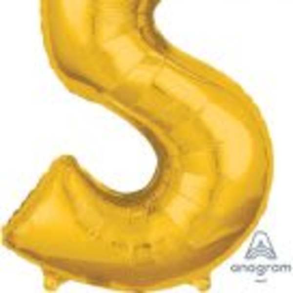 26" x 18" Gold Number 5 Mid-Size Foil Balloon