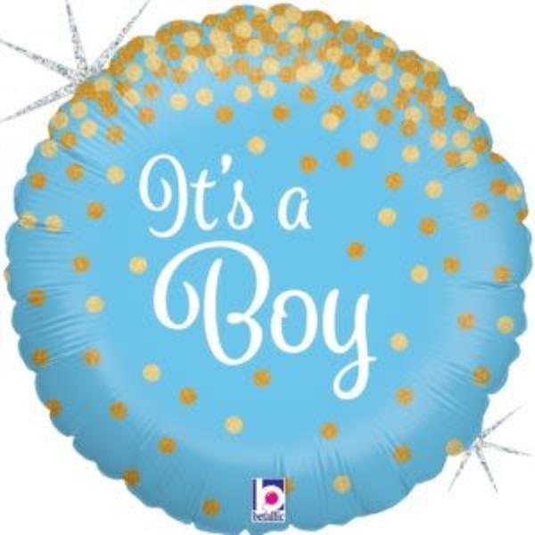 18" Glittering It's A Boy Holographic Foil Balloon
