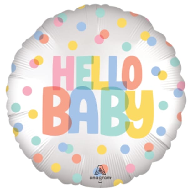 18" Satin Modern Hello Baby Foil Balloon