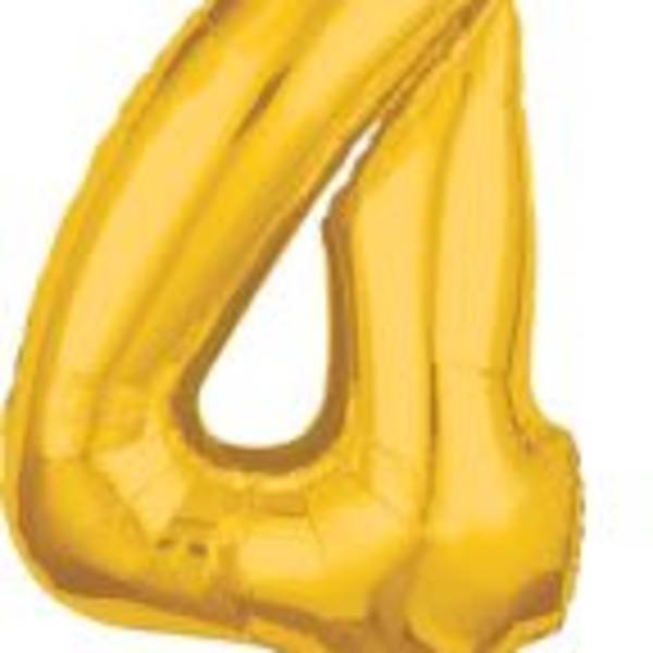 Gold Number 4 Mid-Size Foil Balloon