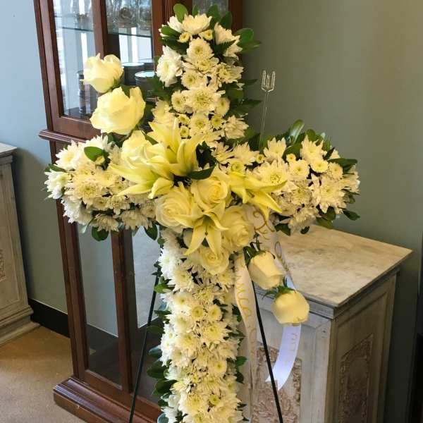 All white standing cross