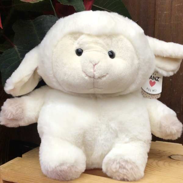 Plush white lamb stuffed animal with floppy ears