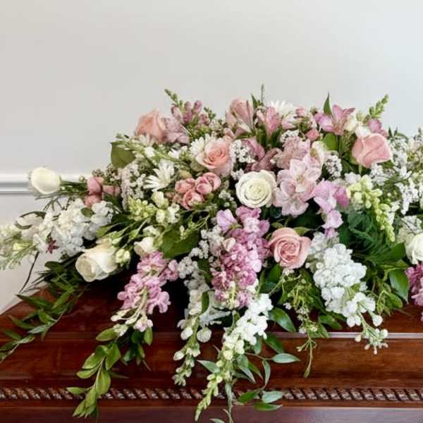 Pink and White Casket Spray