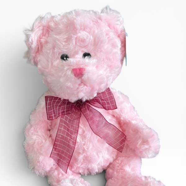 Fuzzy Pink Bear with Bow
