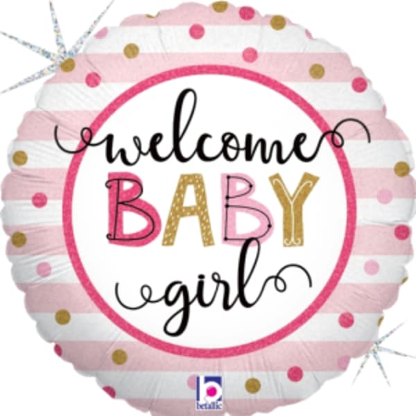 18" Baby Girl Stripes Foil Balloon