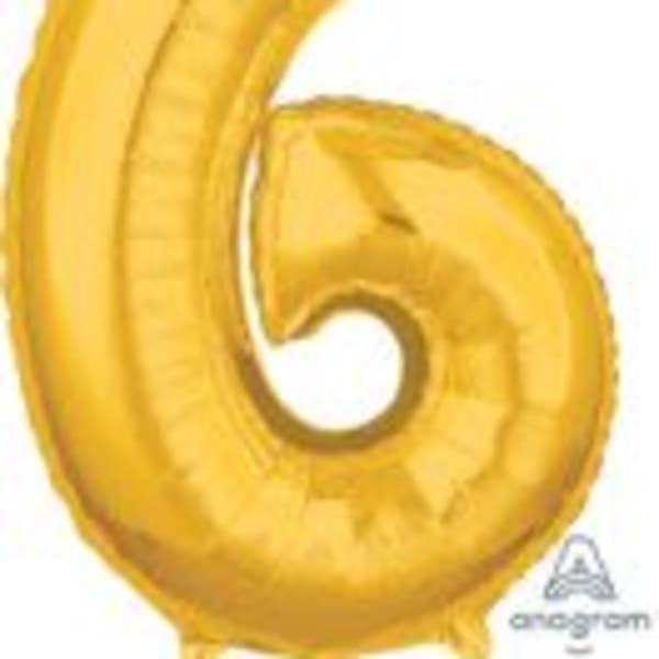 Gold Number 6 Mid-Size Foil Balloon