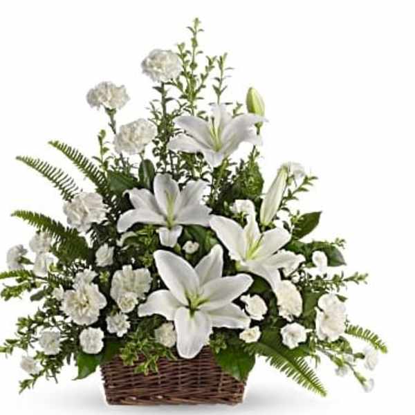Peaceful White Lilies Basket
