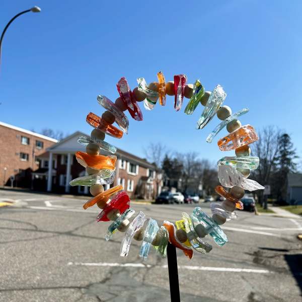 Colorful Glass Sun Catcher Garden Stake