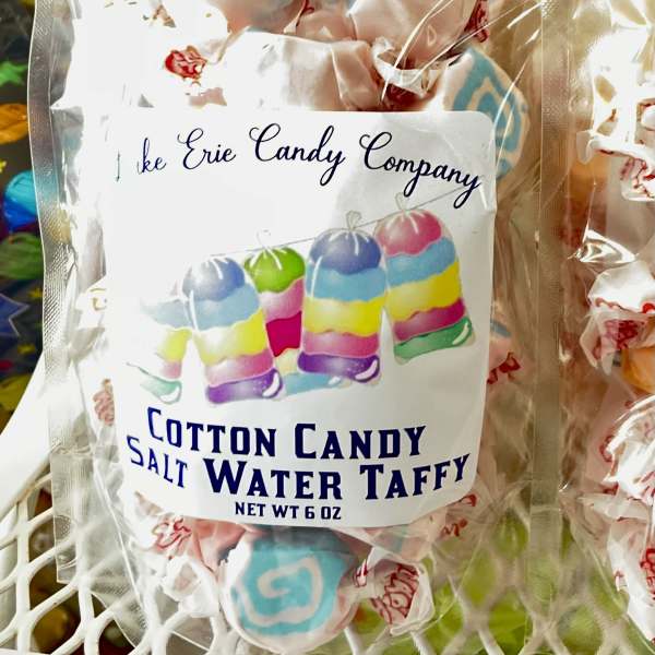 Bag of colorful cotton candy salt water taffy