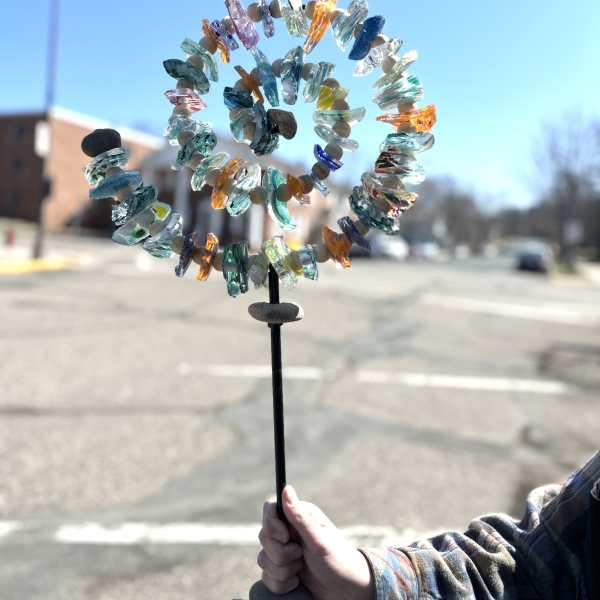 Spiral Colorful Glass Sun Catcher Garden Stake
