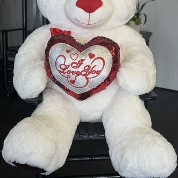White 40" Teddy bear