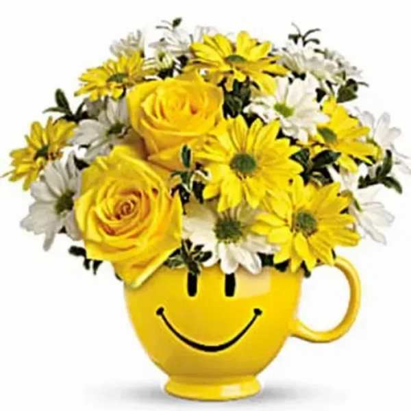 Happy roses smiley face bouquet