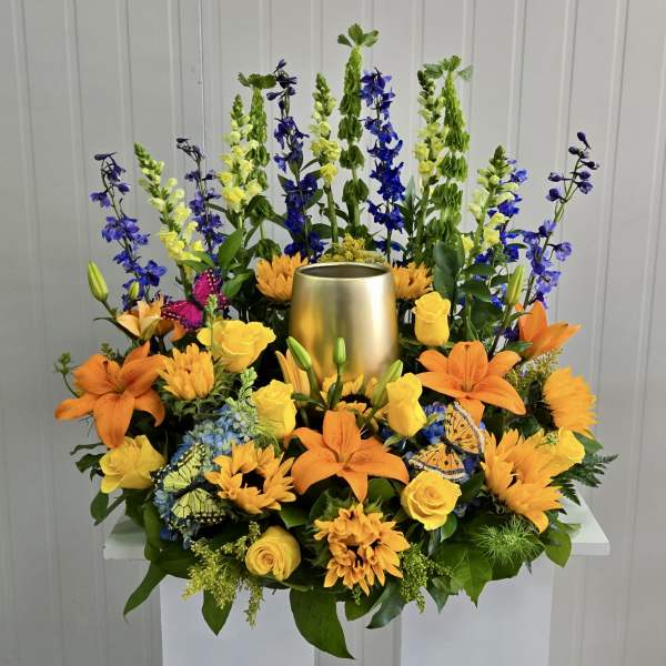 Butterfly Garden Urn Wreath