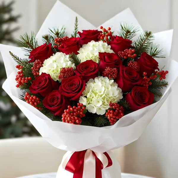 Red with white bouquet