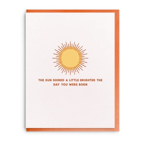 Greeting card with a sun graphic and birthday message