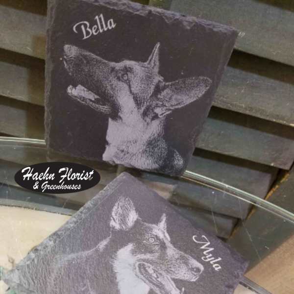 4 piece slate coaster set - Engraved