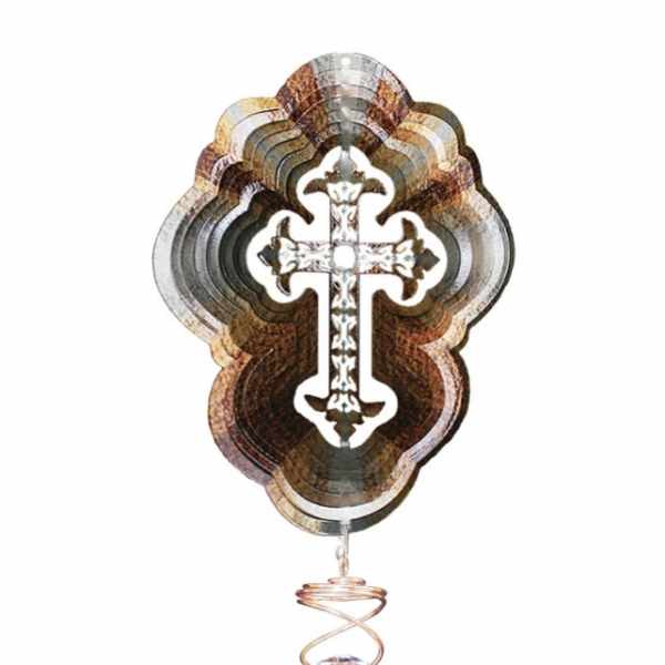 Decorative hanging cross ornament with crystal beads