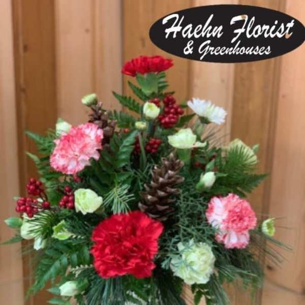 Candle Flower Arrangement - seasonal flowers