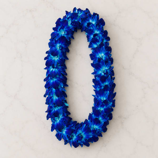 Ocean Blue Orchid Lei – Graduation Flower Lei
