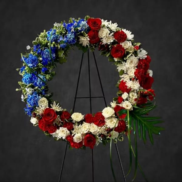 RED WHITE & BLUE WREATH TRIBUTE