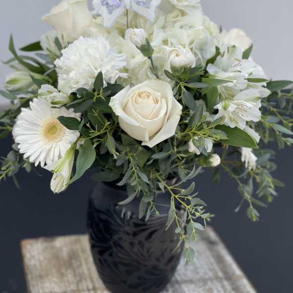 Black cantarito with white floral