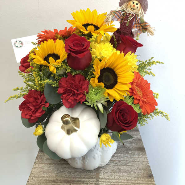 White Pumpkin with fall floral