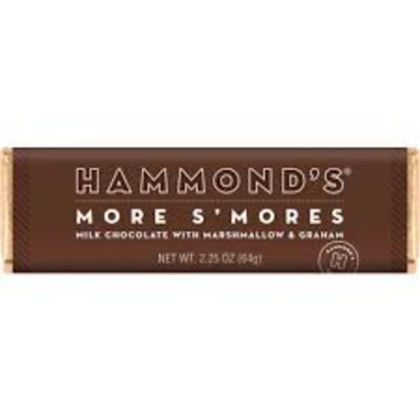 Chocolate bar in brown wrapper labeled Hammond's More S'mores