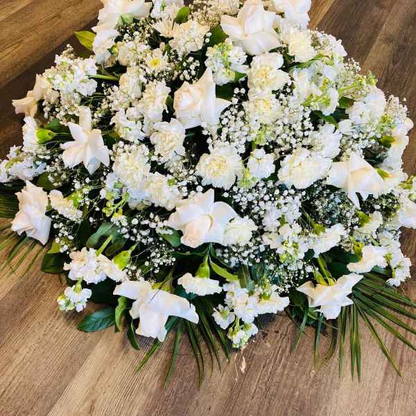 Tranquility Medium White Casket With Mix Flowers
