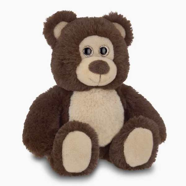 Brown and cream teddy bear plush toy sitting upright