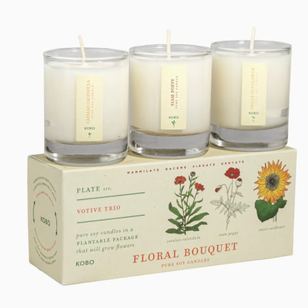 Floral Bouquet - Plant the Box Votive Candle Trio