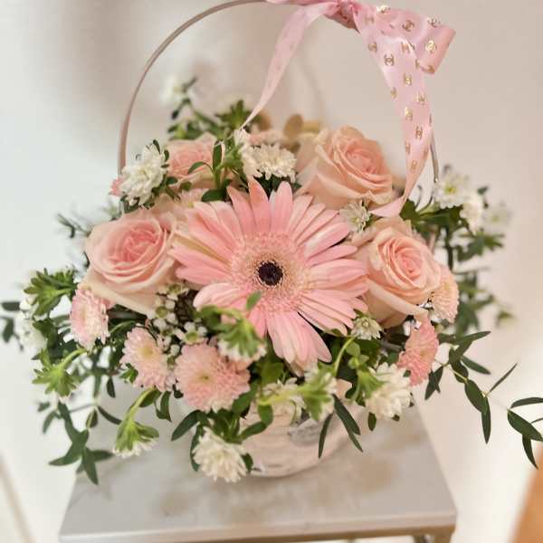 Blush & White Signature Flower Basket