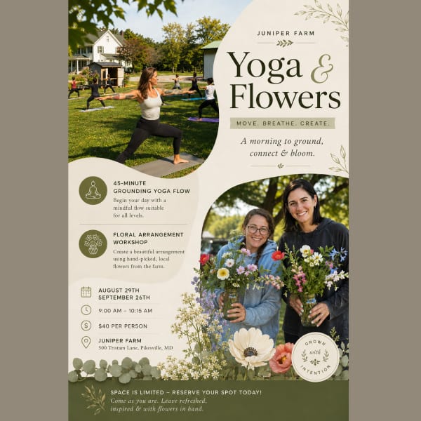 Yoga and Flower Design at Juniper Farms