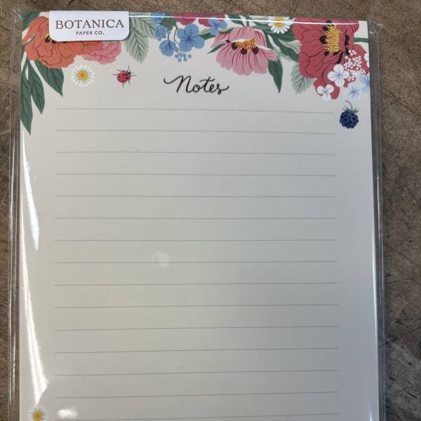 Floral notepad with colorful flower border and lined pages