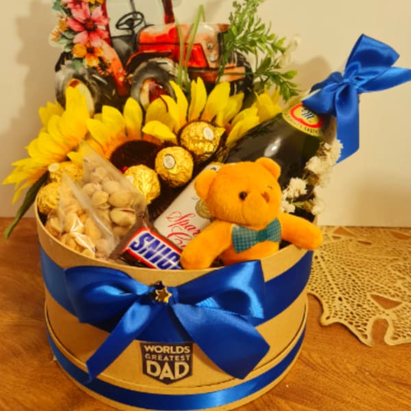 "World's Greatest Dad" Sunflower & Tractor Gift Box