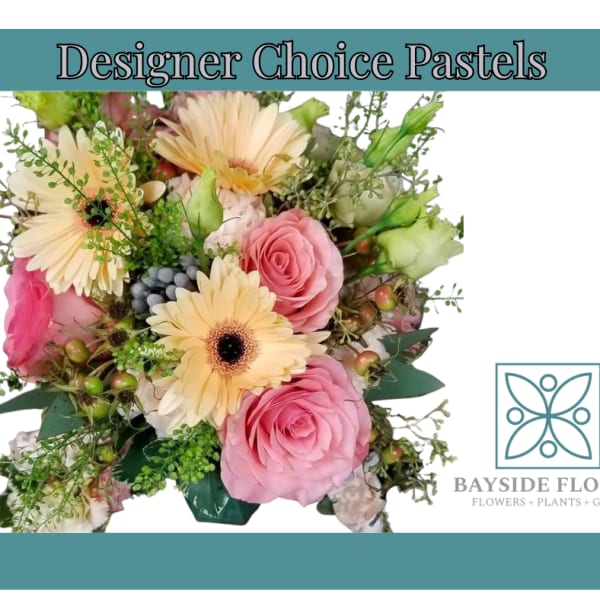 Pastel bouquet with pink roses and cream gerbera daisies