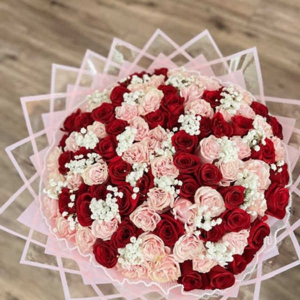 Pink Promise with Baby's Breath