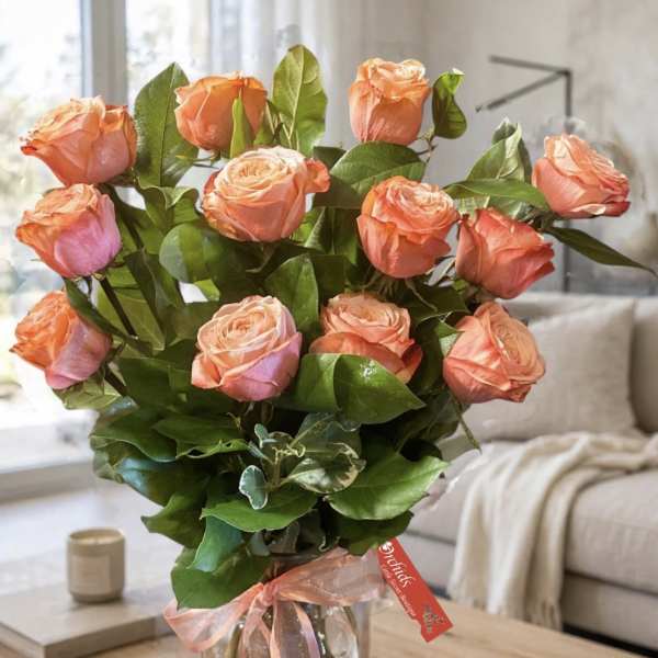 Luxury Peach Kahala Garden Roses | Premium Romantic Rose Bouquet | Same-Day Orange County Flower Delivery