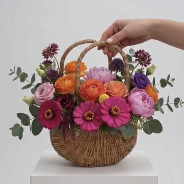 Rattan Basket Bouquet