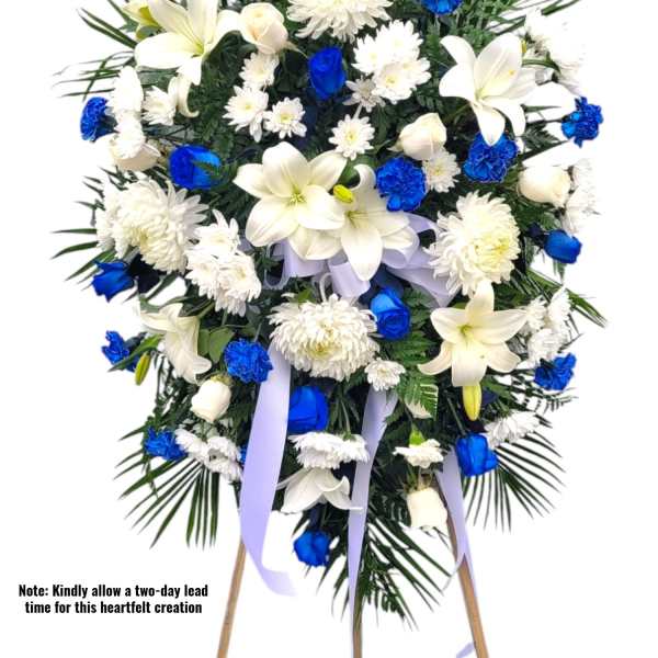 Azure Serenity - Blue and White Standing Spray