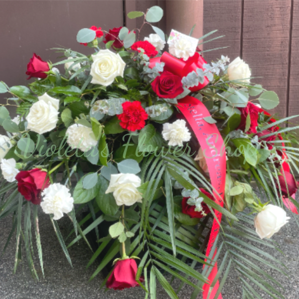 Casket Spray Roses and Carnations