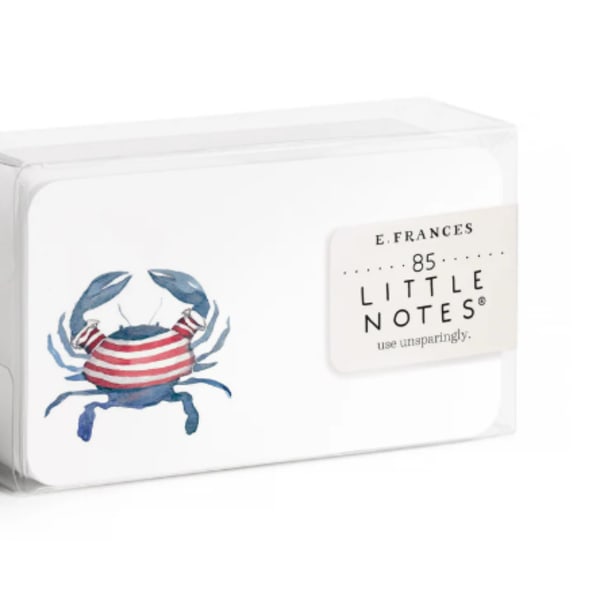 Box of Little Notes cards with a crab illustration