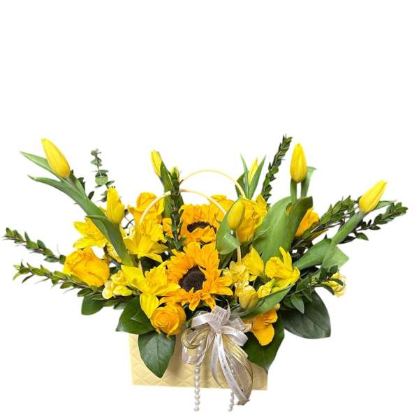 In yellow bag bouquet 131