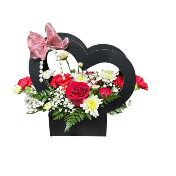 Heart basket bouquet 13