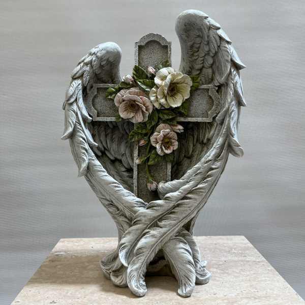 Flowered Cross in Angel Wings