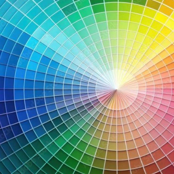 Abstract rainbow color wheel with radiating segments