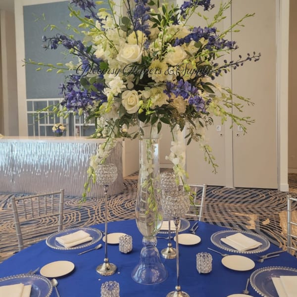 Elegant Center Piece Orchid, Roses, Delphinium